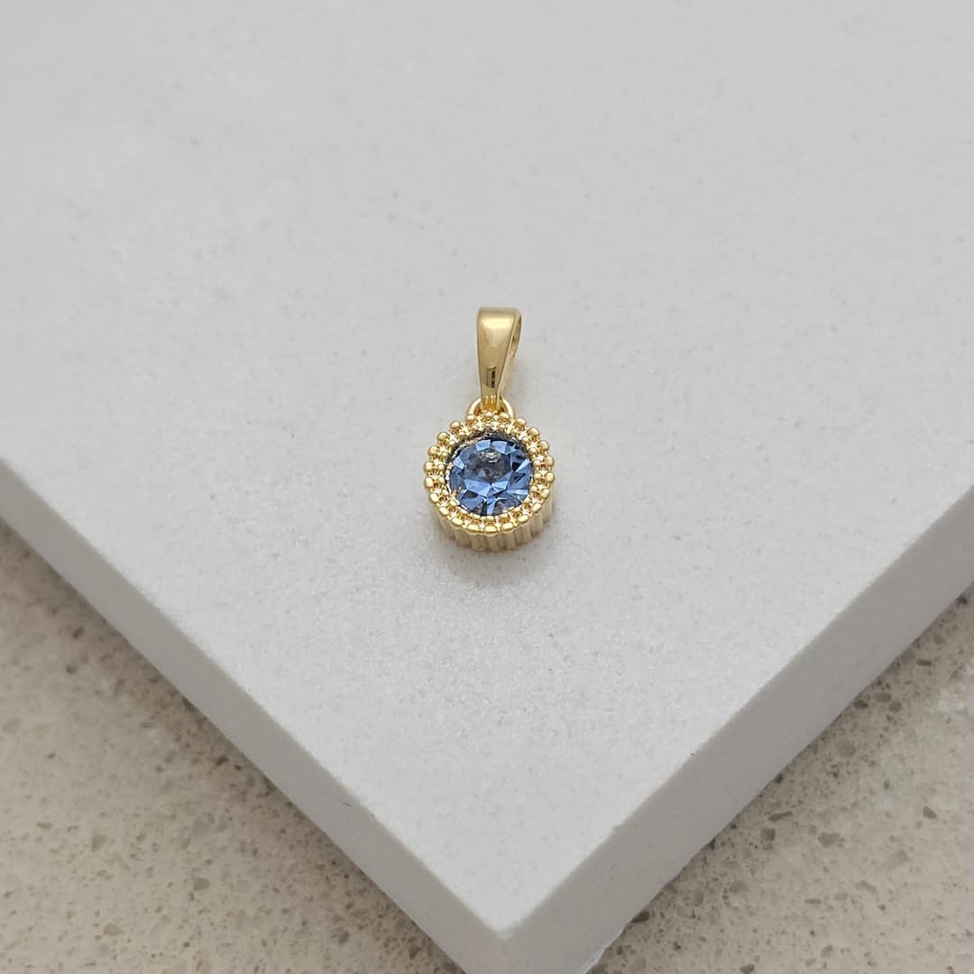 DIJE REDONDO CIRCON BISEL RAYAS 8X16MM