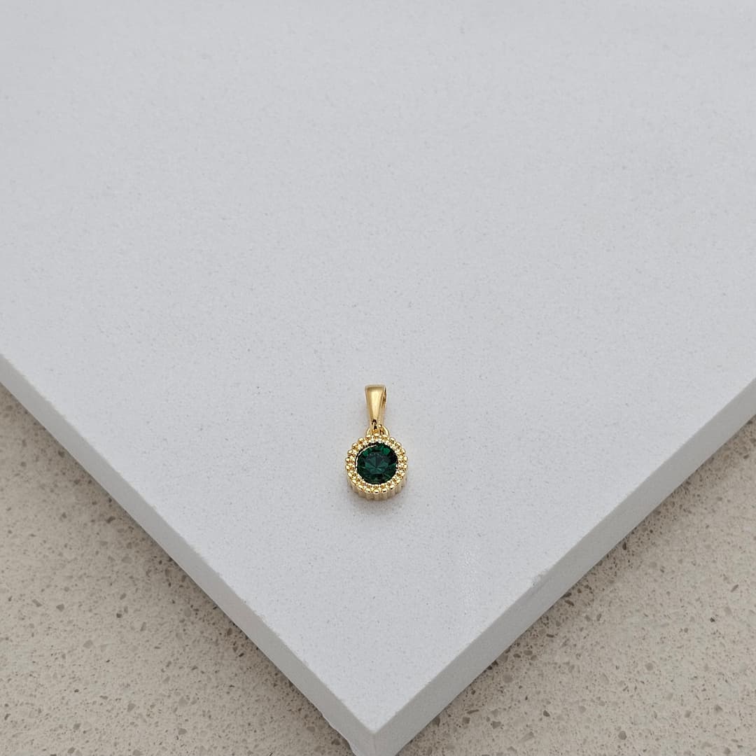 DIJE REDONDO CIRCON BISEL RAYAS 8X16MM